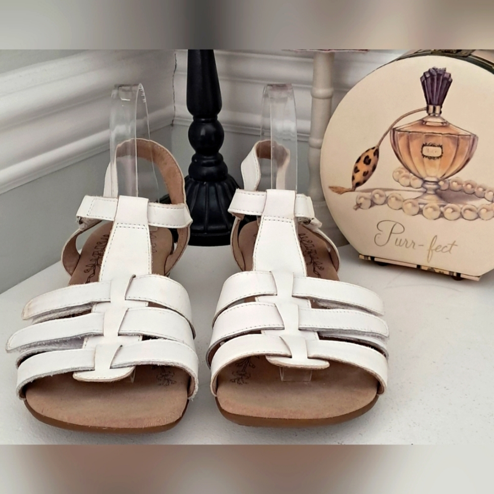 Hotter White Slingback Open Toe Strappy Sandals Sz 8 NWOB